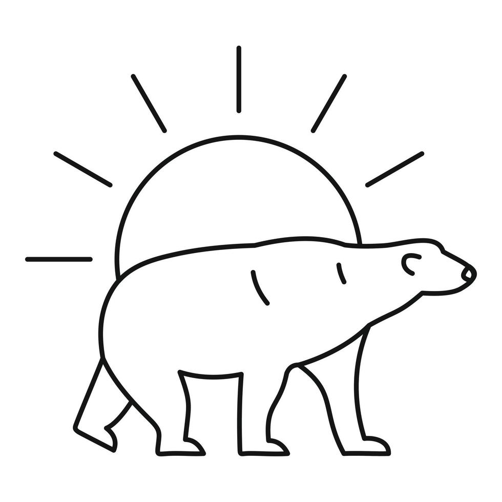 Polar bear on sun logo, outline style vector