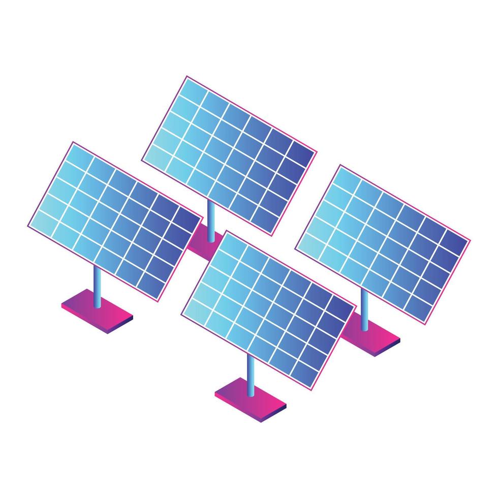 Solar panel plant icon, isometric style vector