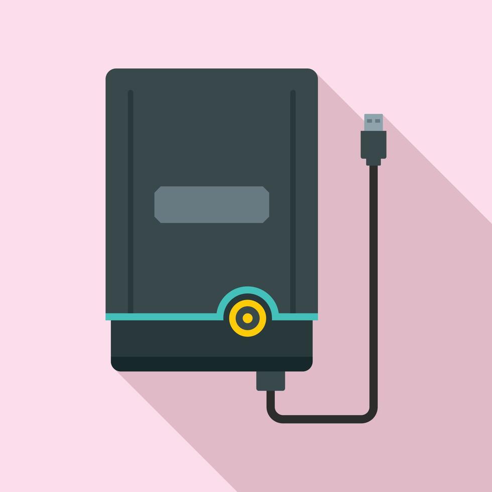 Portable hard disk icon, flat style vector