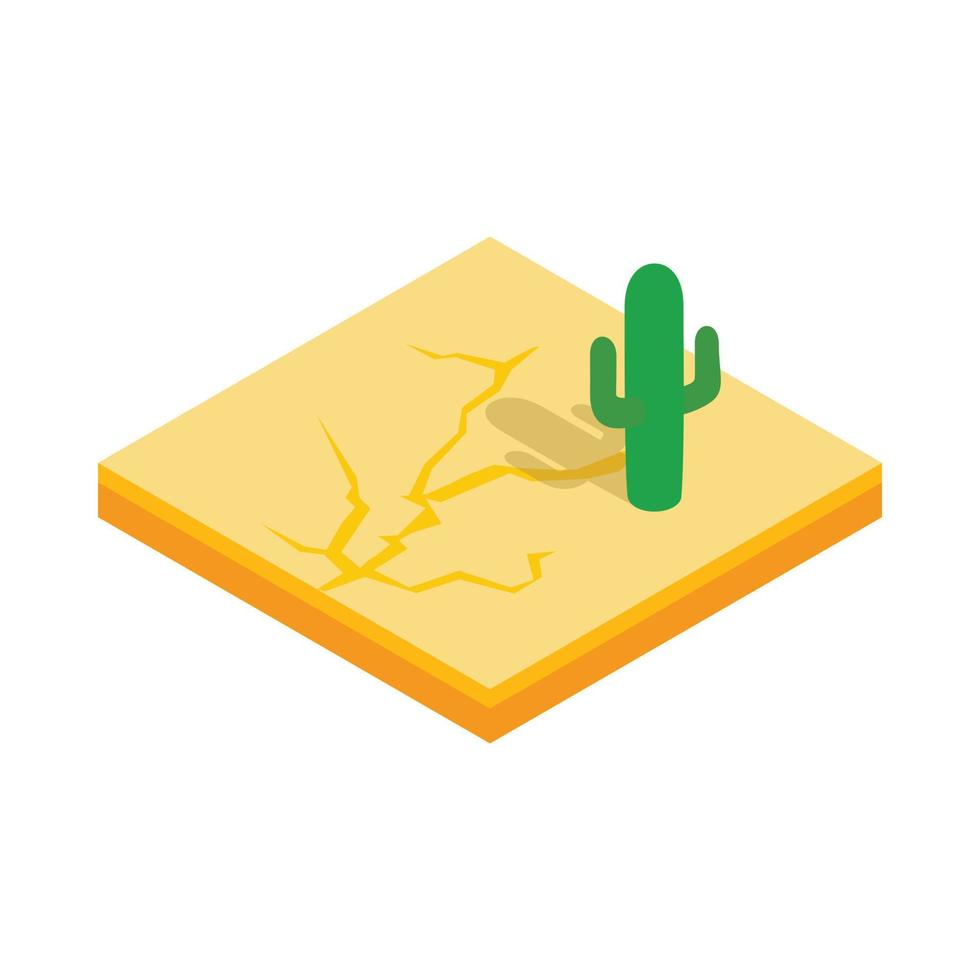 Desert cactus landscape icon, isometric 3d style vector
