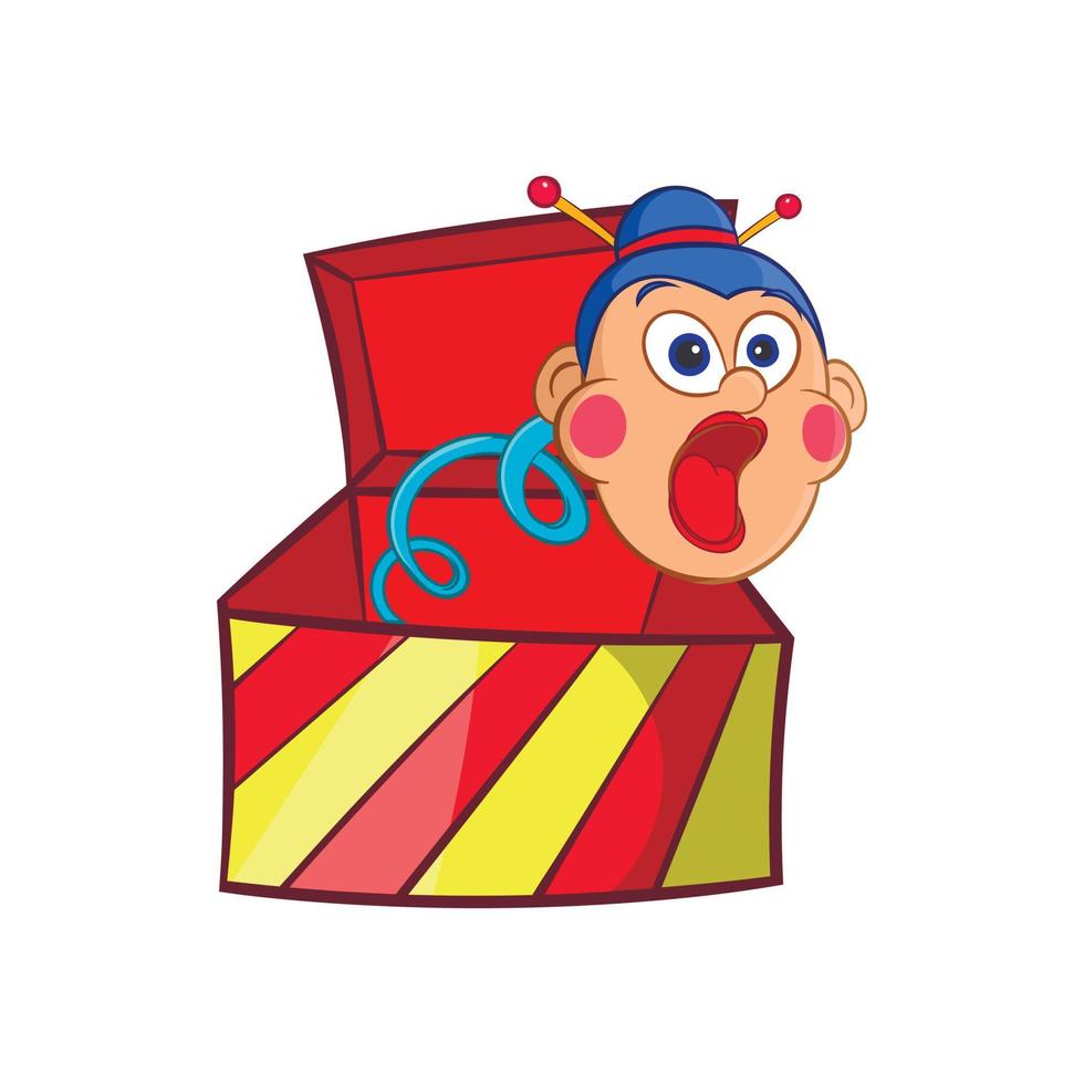 Caja saltando con icono de juguete, estilo de dibujos animados vector