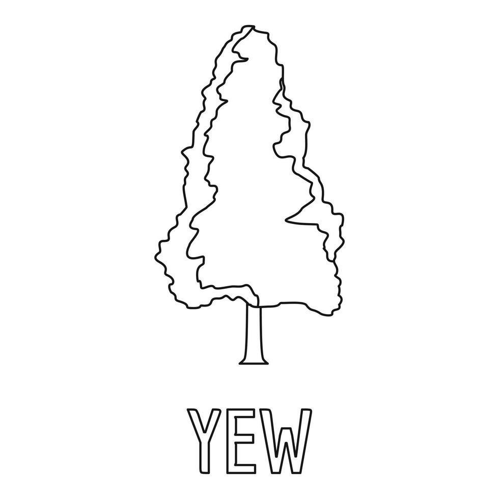 Yew icon, outline style. vector