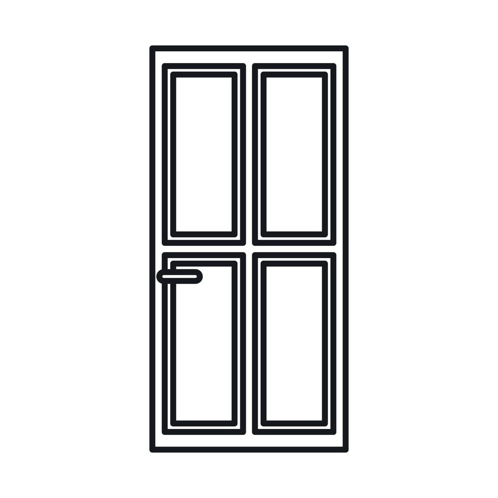 Closed wooden door icon, outline style vector