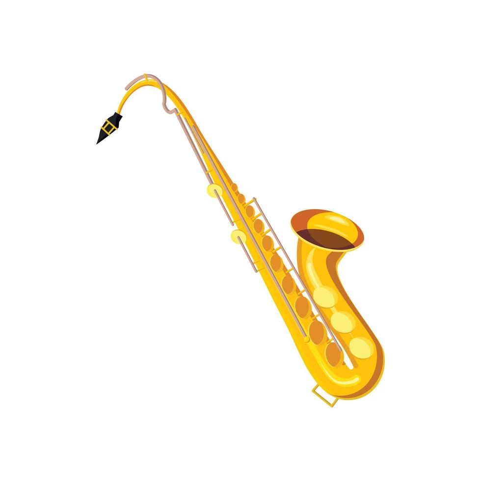 icono de saxofón en estilo de dibujos animados vector