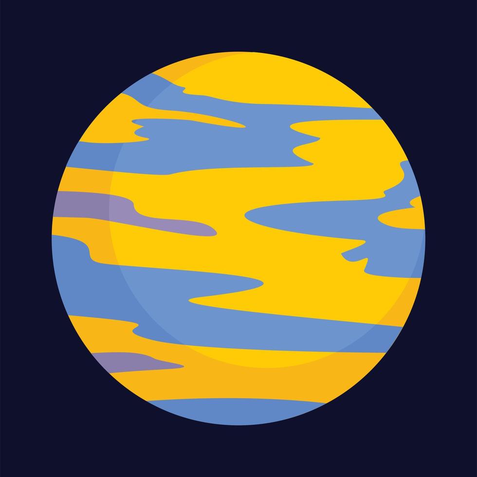 Yellow planet icon, flat style vector