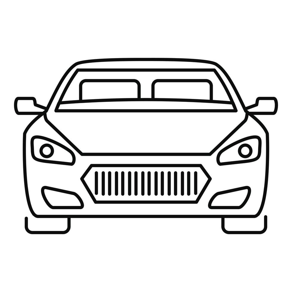 icono de coche moderno delantero, estilo de contorno vector