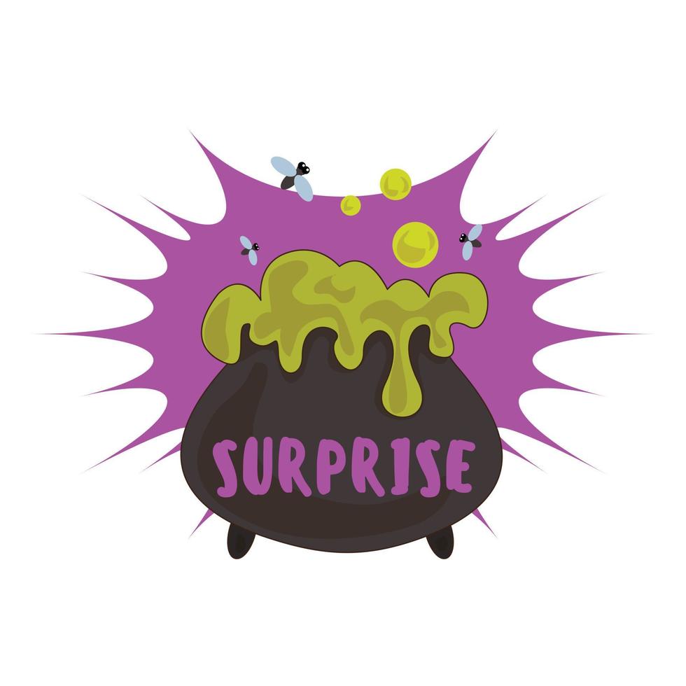 logotipo de sorpresa de halloween, estilo de dibujos animados vector