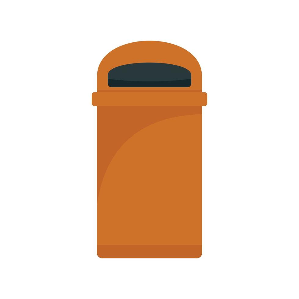 Orange trash box icon, flat style vector