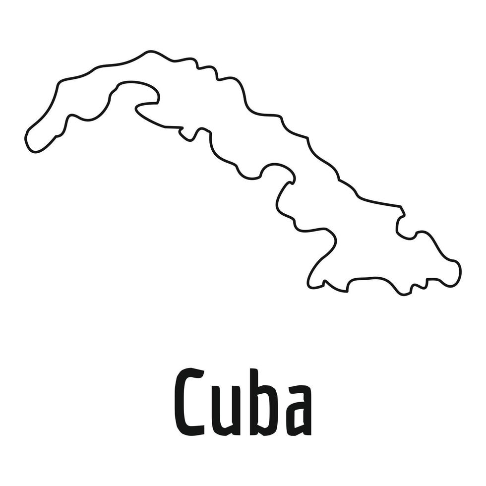 Cuba map thin line vector simple