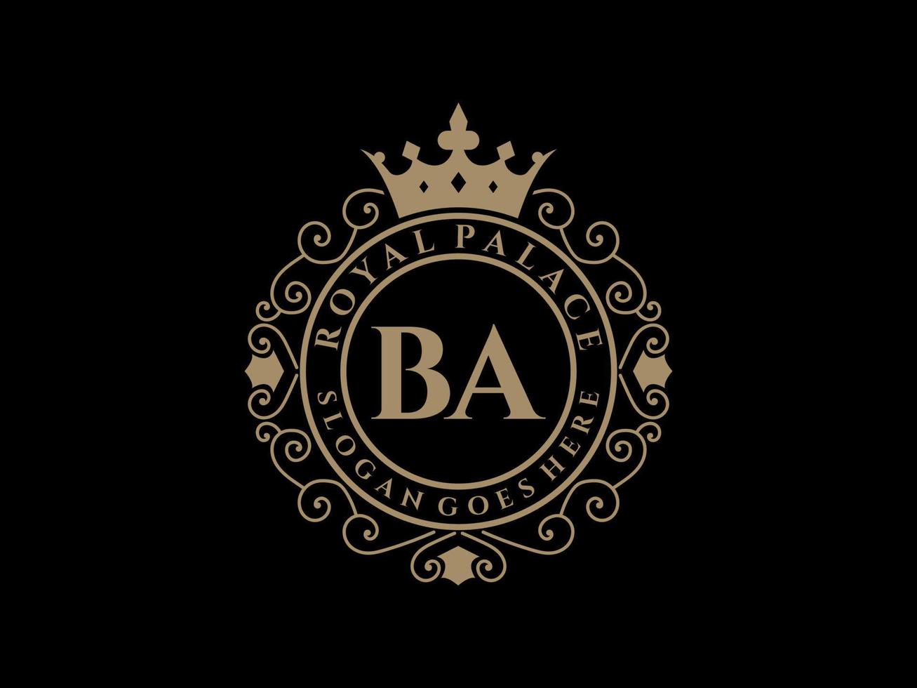 Letter BA Antique royal luxury victorian logo with ornamental frame. vector