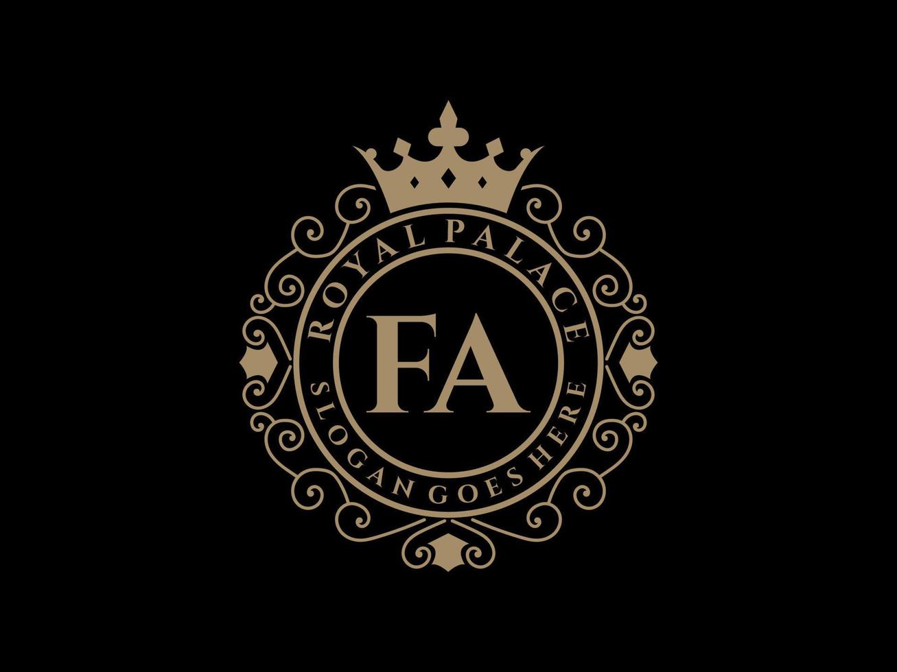 Letter FA Antique royal luxury victorian logo with ornamental frame. vector