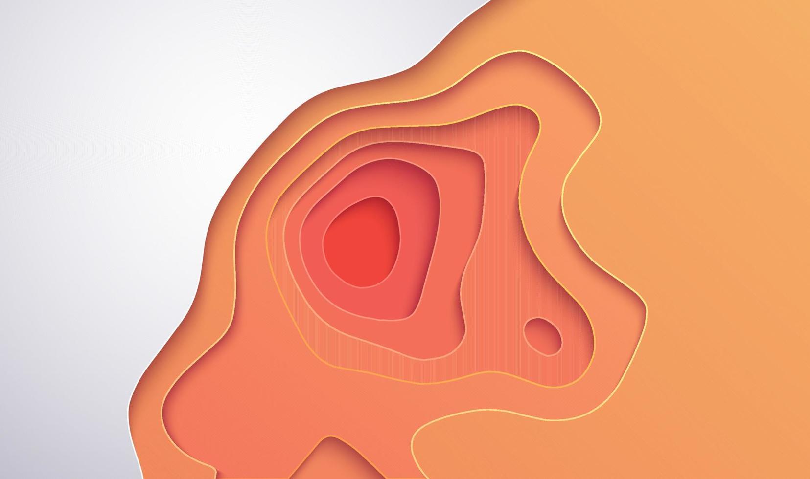 ilustración de vector de arte de papel de mapa topográfico. diseño de ilustración de vector amarillo de estilo de corte de papel. ilustración vectorial 3d.