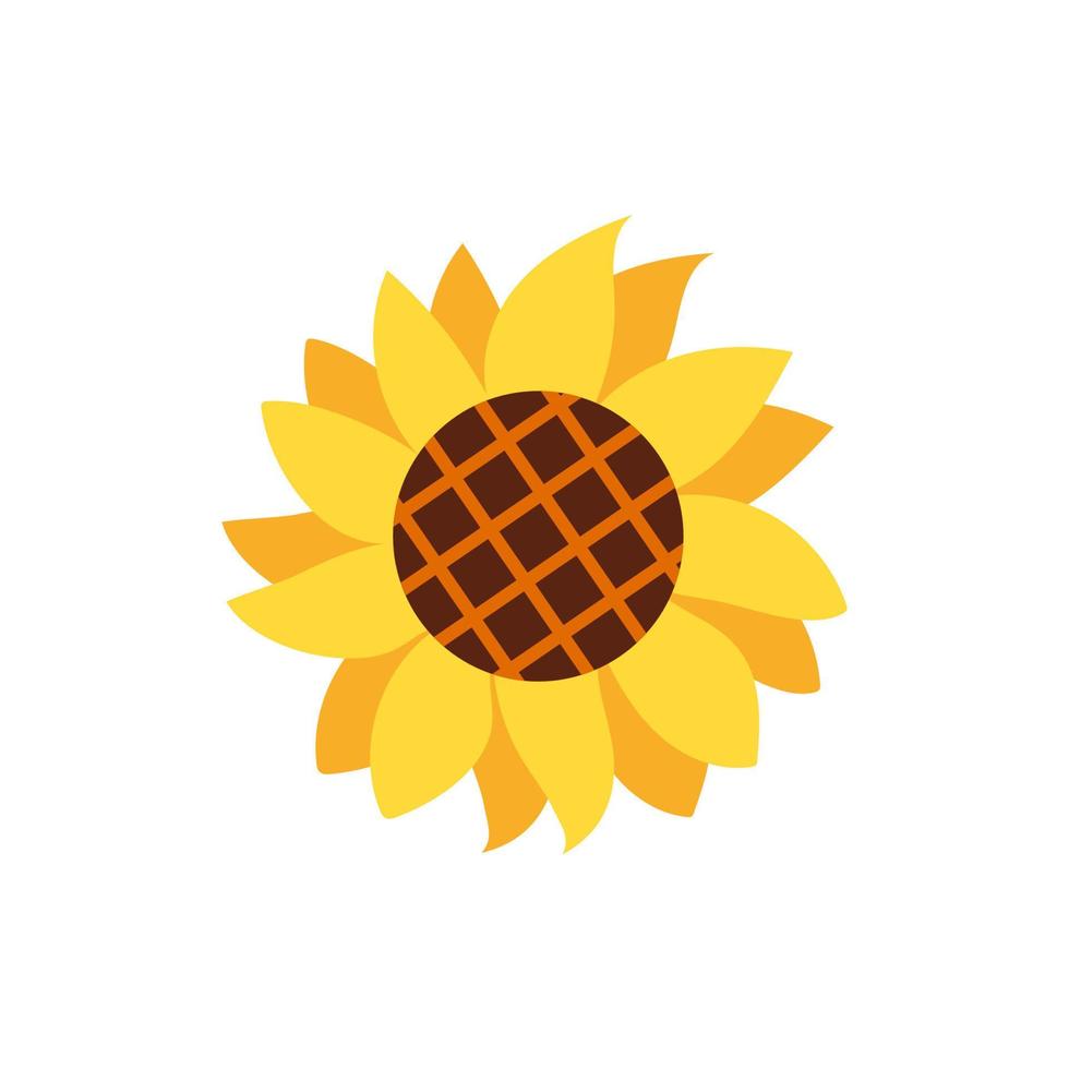 Sunflower doodle icon. Flat vector illustration.