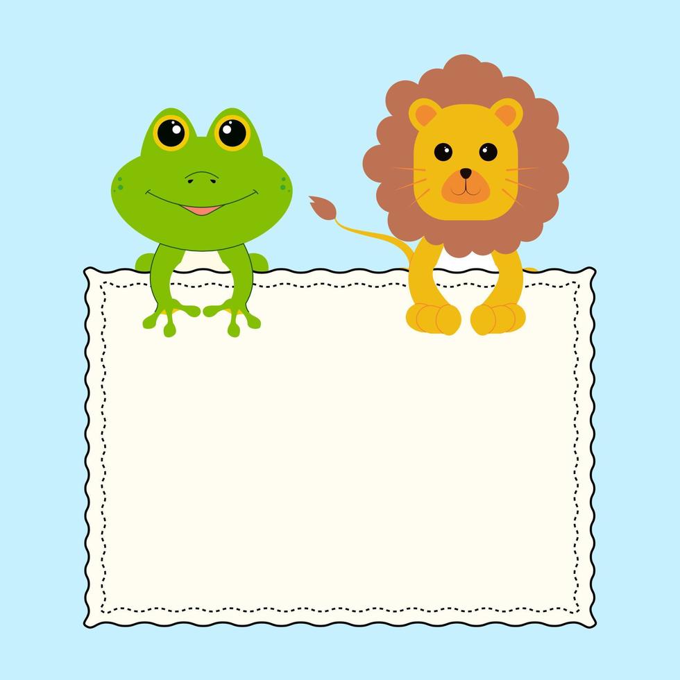 White blank frame with cute animals vector