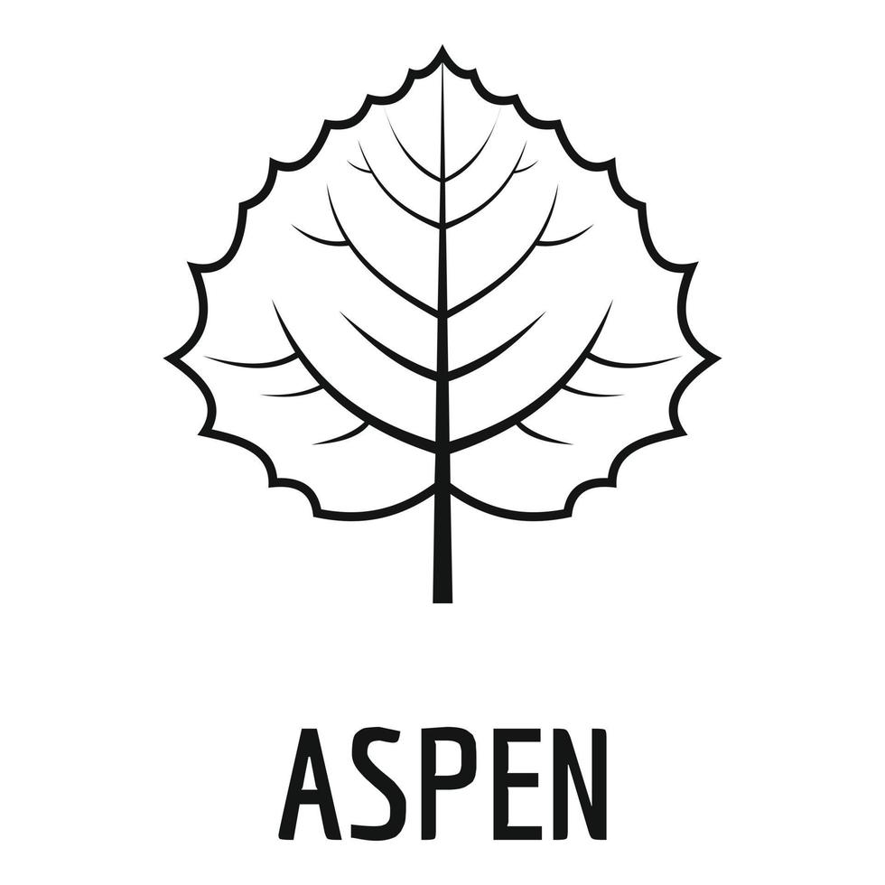 Aspen leaf icon, simple black style vector