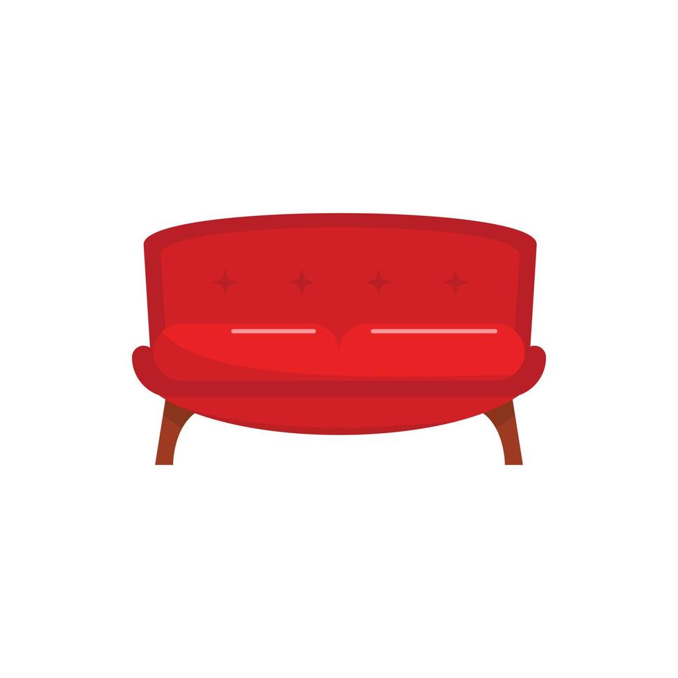 icono de sofá de esmoquin rojo, estilo plano vector