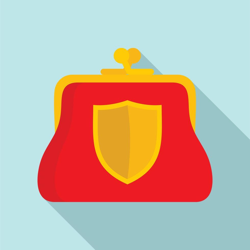 Secure purse icon, flat style vector