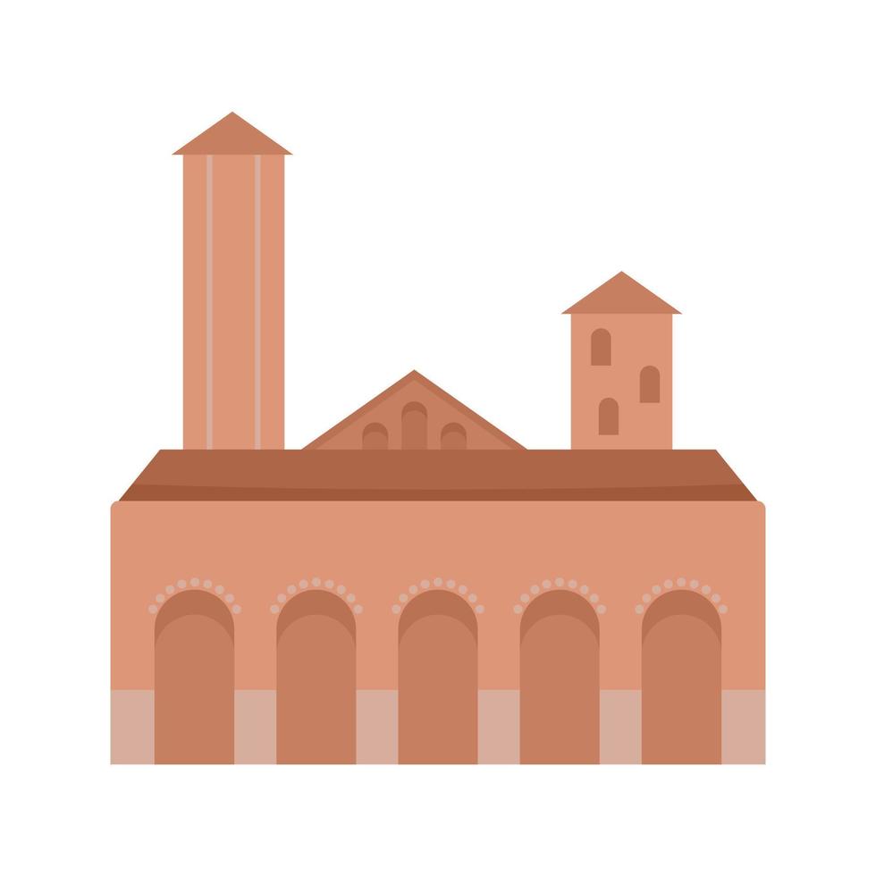 icono de edificio marrón de la torre de la ciudad, estilo plano vector