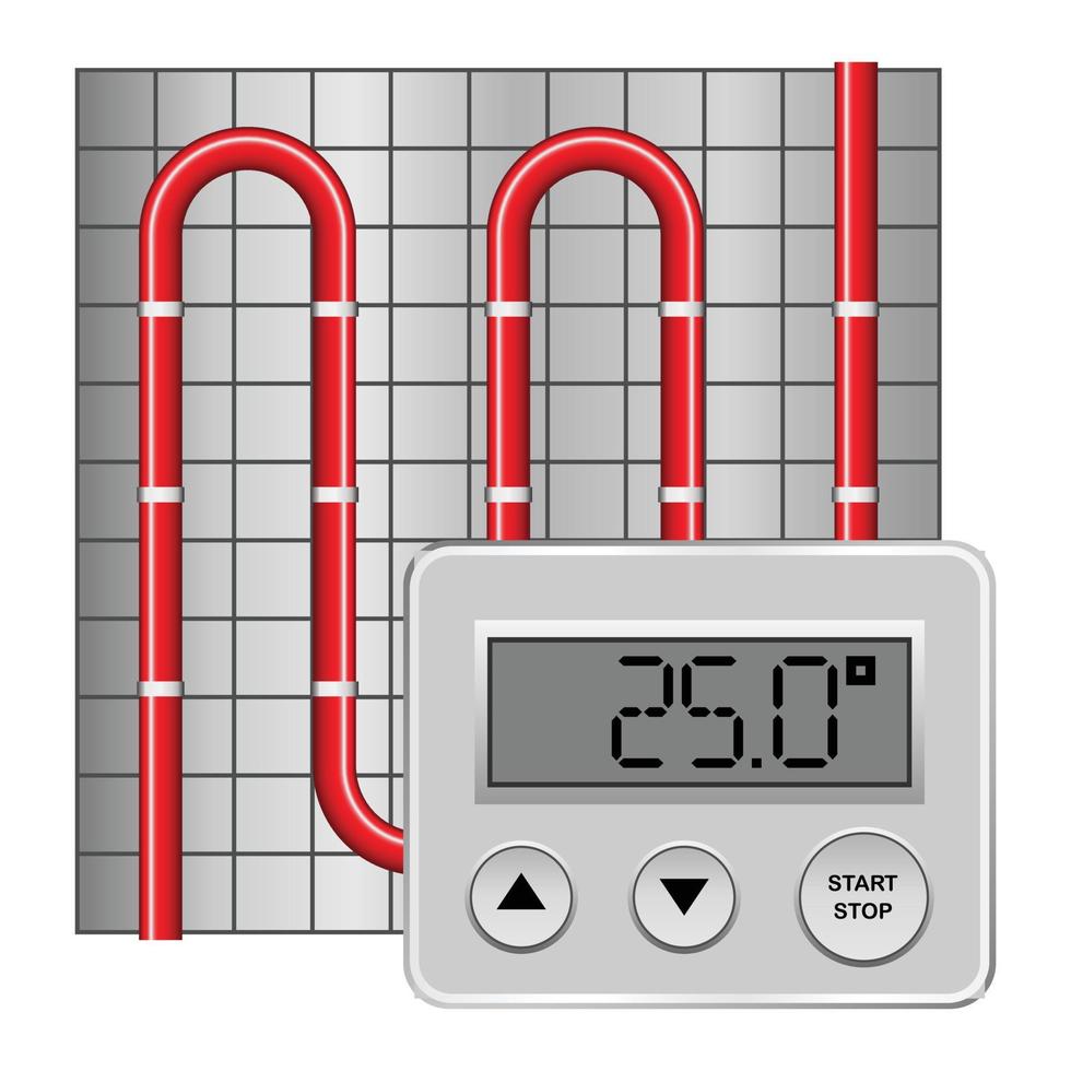 Digital heater mockup, realistic style vector