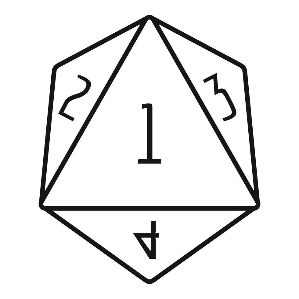 icono de número poligonal de dados, estilo de contorno vector