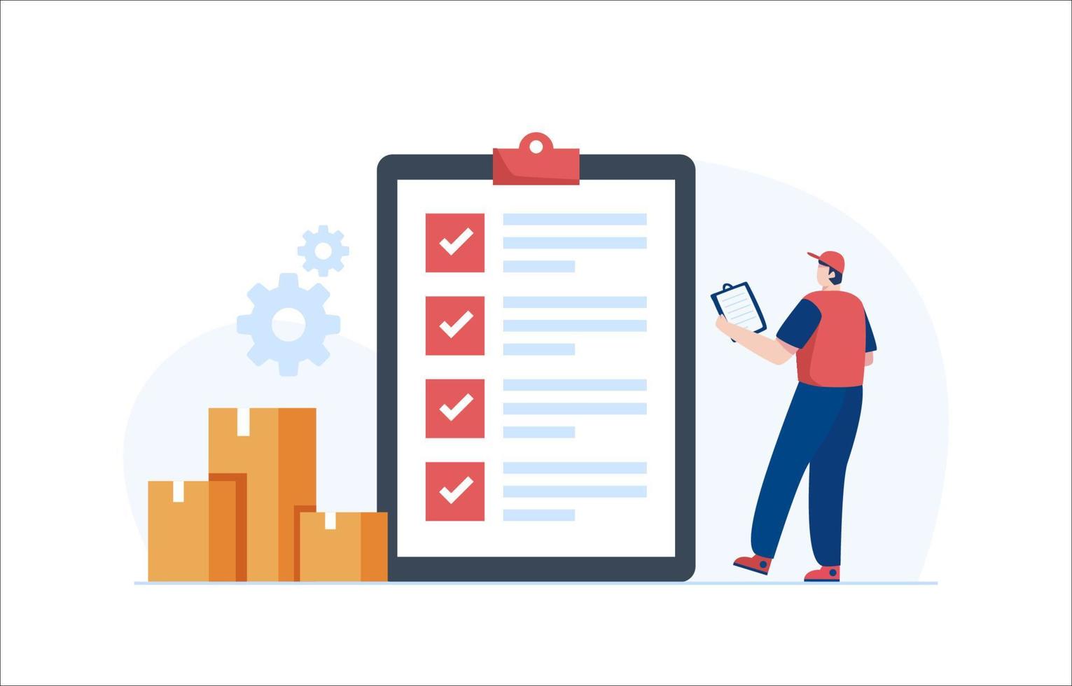 Warehouse manager maintaining delivery records. vector
