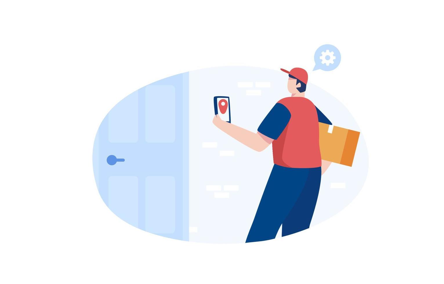 Fast delivery service. Door to door delivery. Vector Illustration