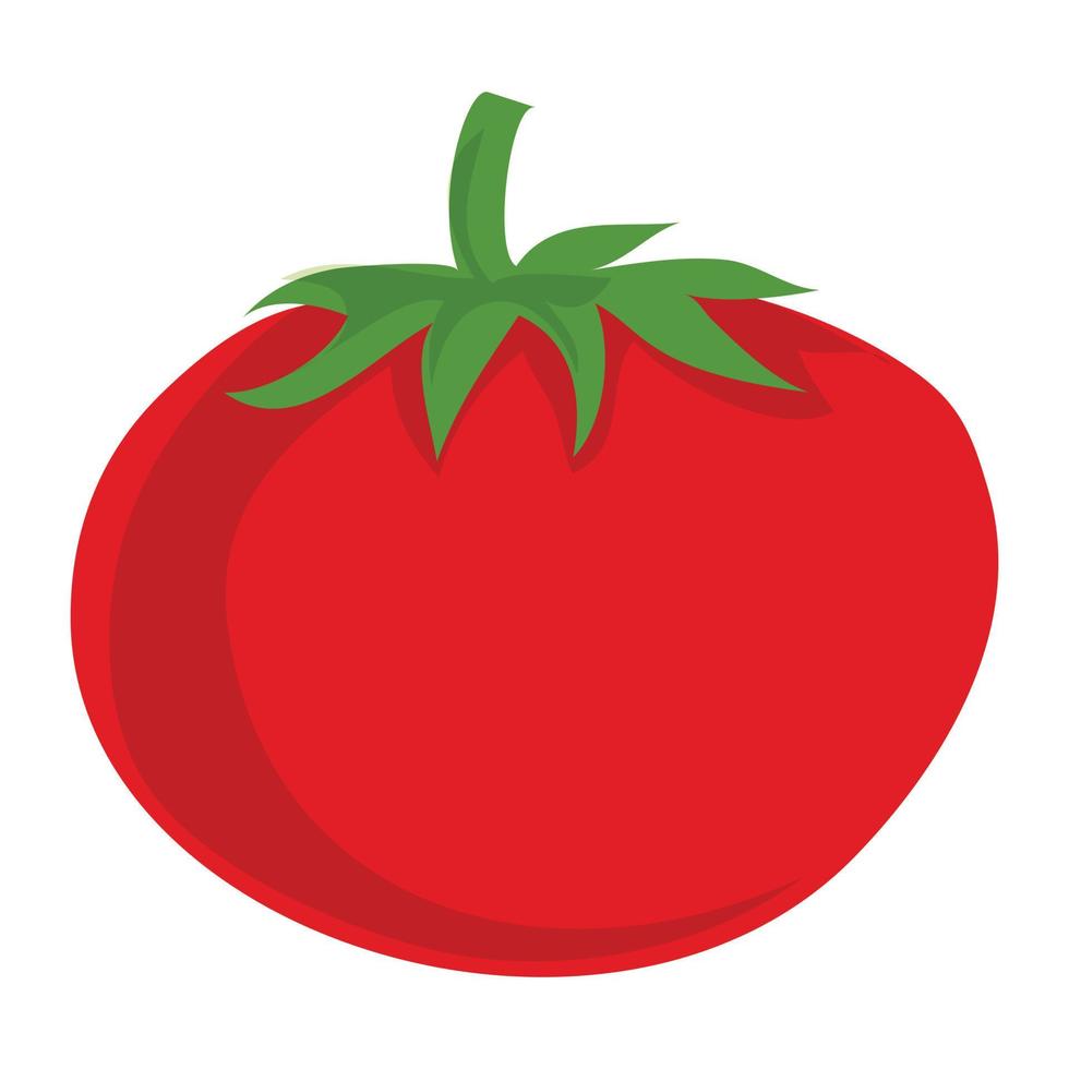 icono de tomate ecológico rojo, estilo de dibujos animados vector