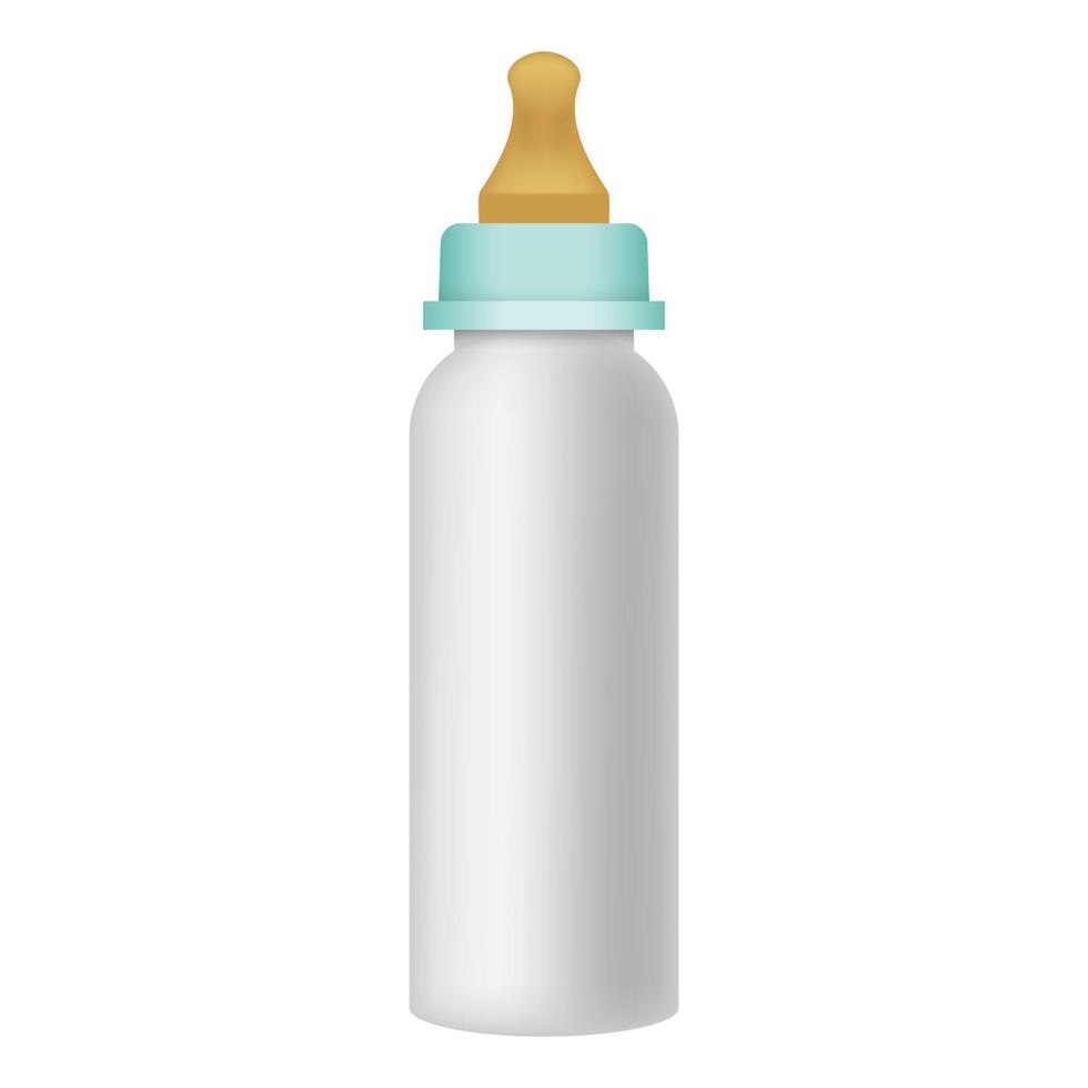 Baby milk bottle icon, realistic style vector