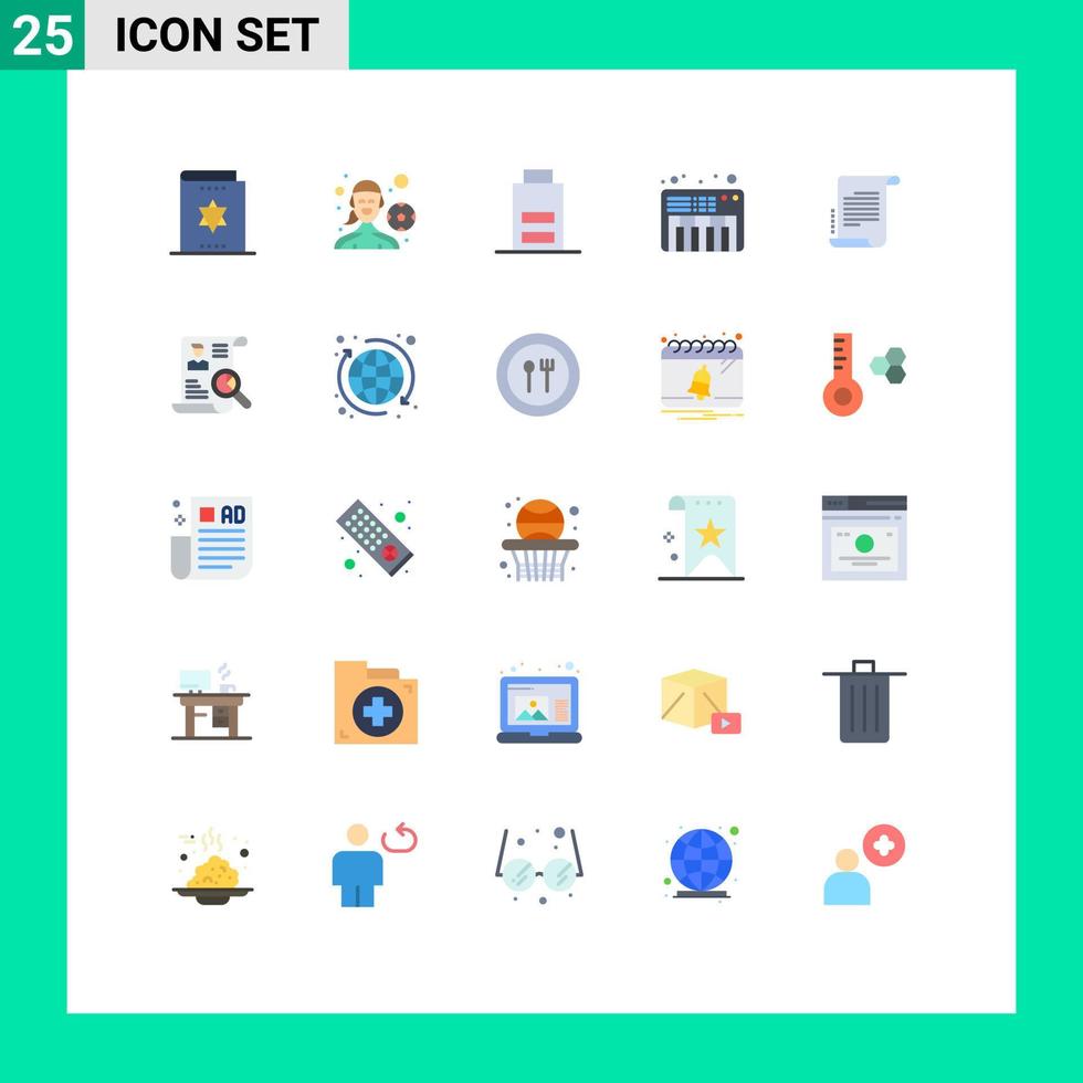grupo de símbolos de iconos universales de 25 colores planos modernos de sonido novedoso tocando fútbol piano elementos de diseño vectorial editables por el usuario vector
