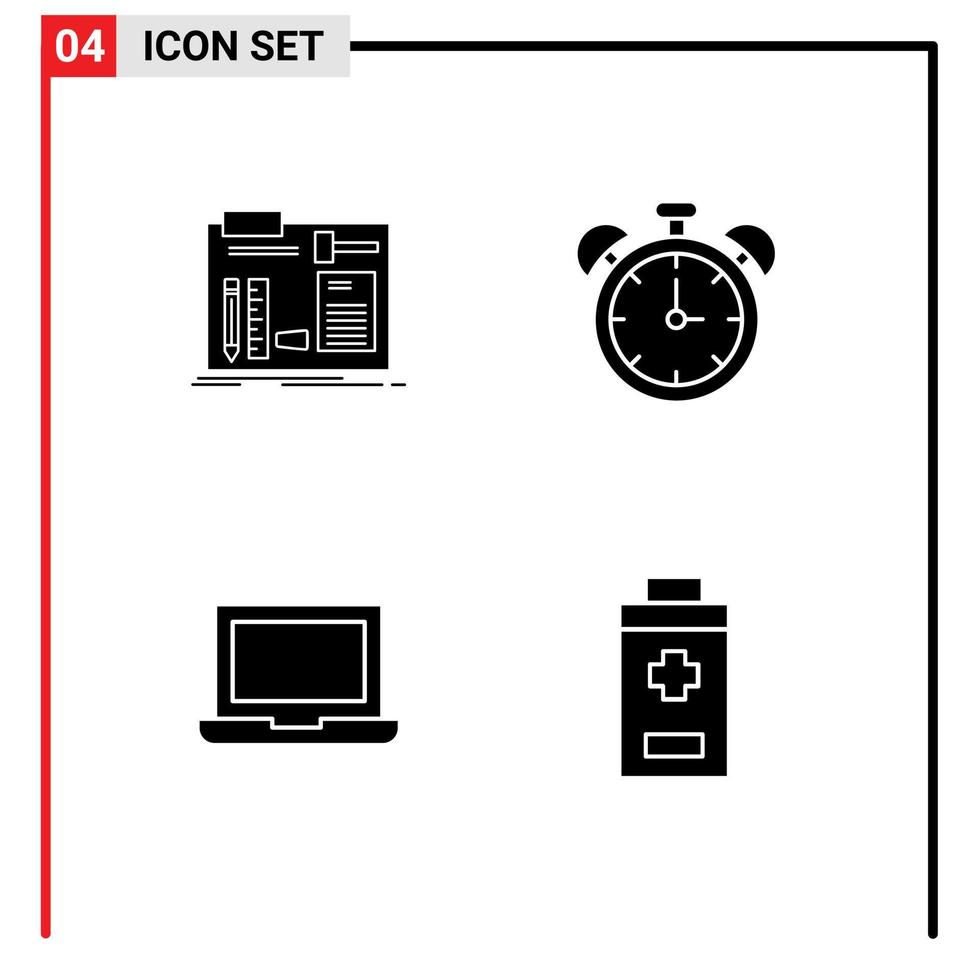 4 Creative Icons Modern Signs and Symbols of build device engineer clock macbook Editable Vector Design Elements