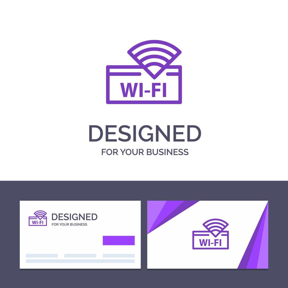 Ilustración de vector de dispositivo de servicio wifi de hotel de plantilla de logotipo y tarjeta de visita creativa