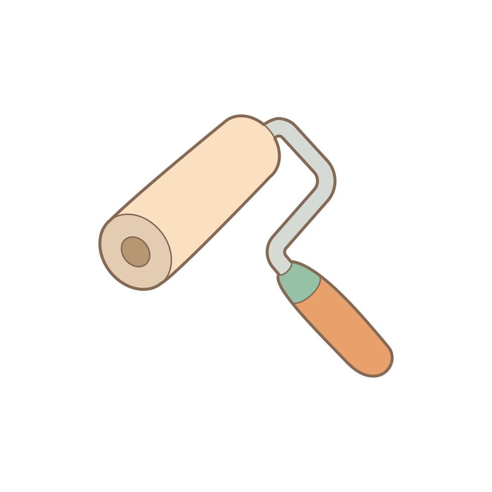 Paint roller icon in cartoon style vector