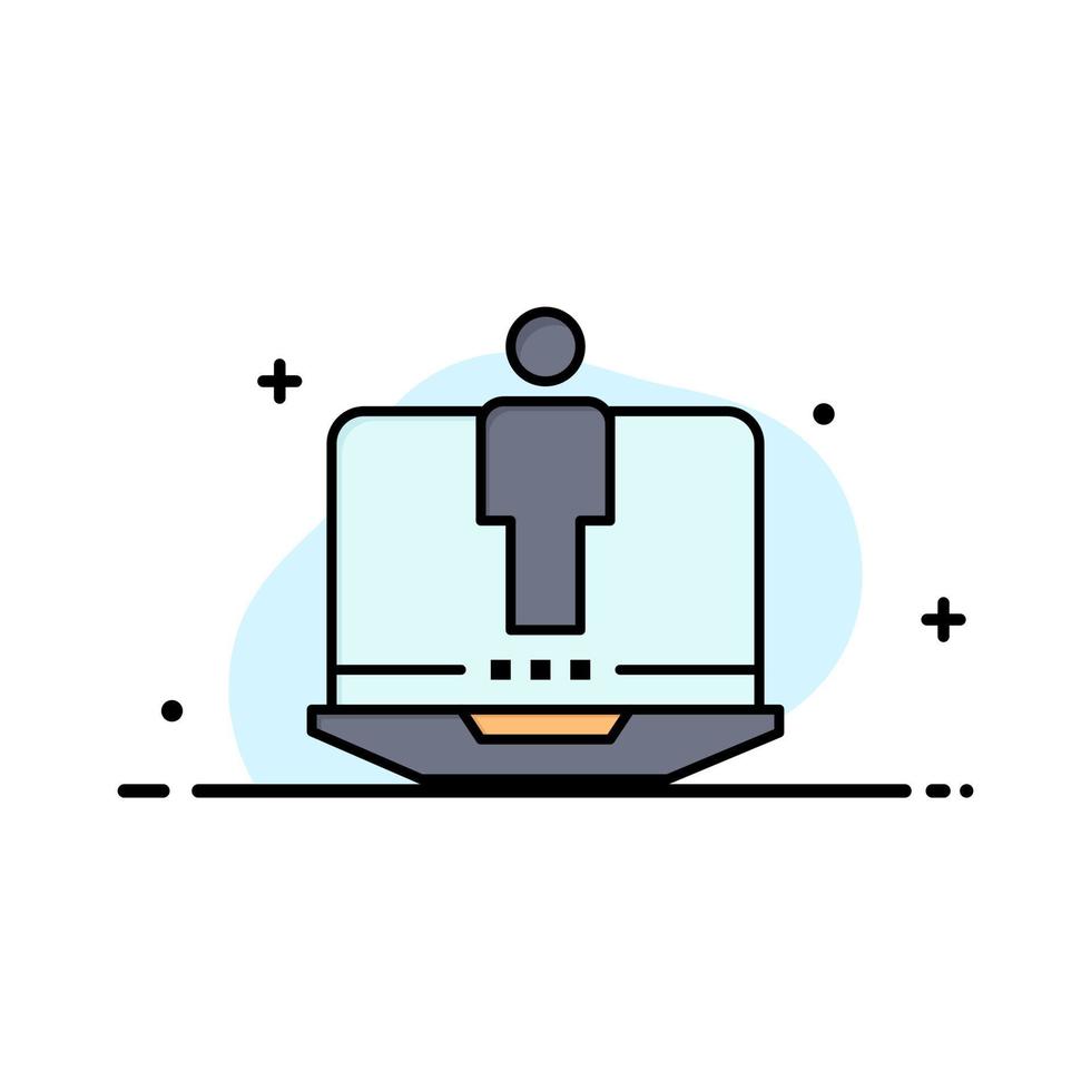 Laptop Computer Hardware Service  Business Flat Line Filled Icon Vector Banner Template