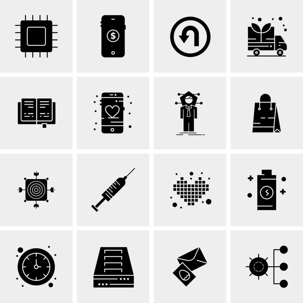 16 iconos de negocios universales vector ilustración de icono creativo para usar en proyectos relacionados con la web y dispositivos móviles