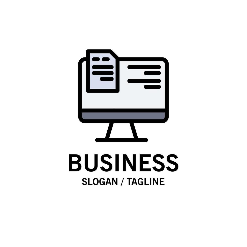 Computer File Education Online Business Logo Template Flat Color vector