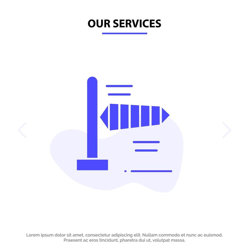Our Services Air Wind Windy Solid Glyph Icon Web card Template vector