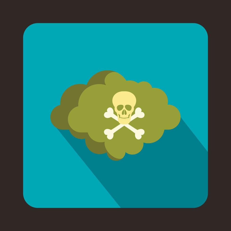 Cloud with skull and bones icon, flat style vector