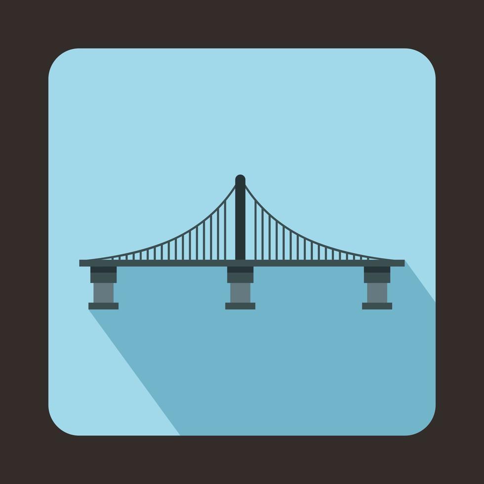 Bridge with steel supports icon, flat style vector