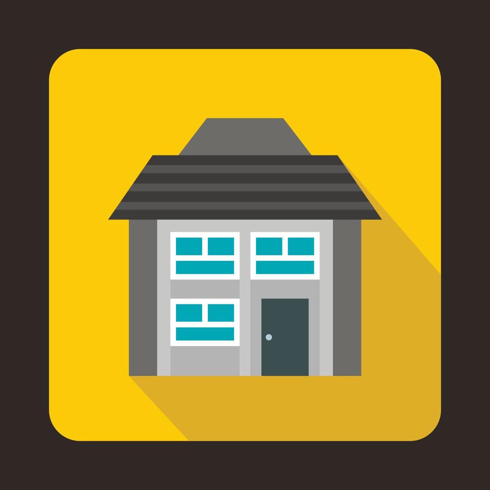Grey two storey house icon in flat style vector