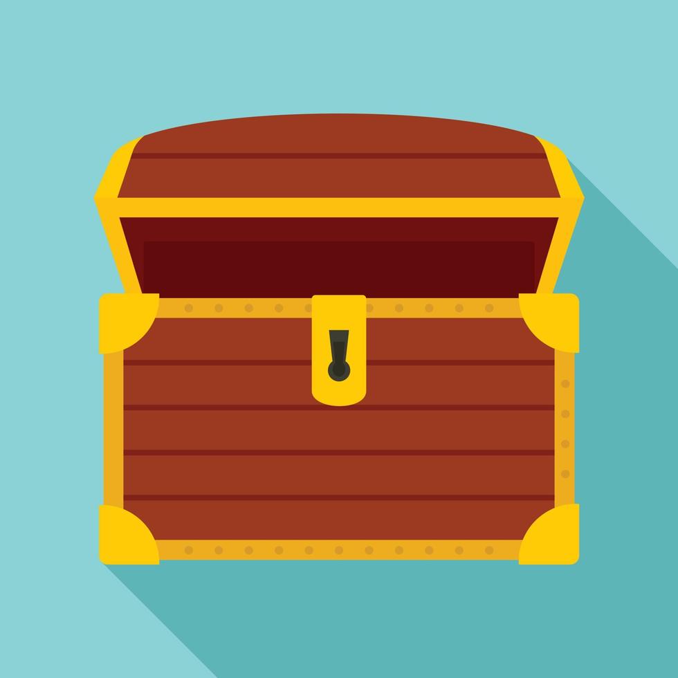 Open treasure chest icon, flat style vector