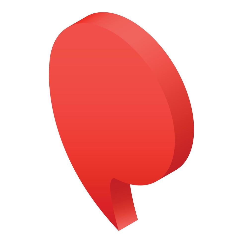 Red speech map pin icon, isometric style vector