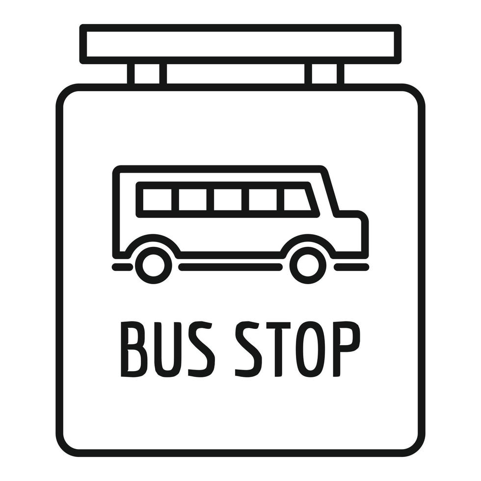 parada de autobús, estación, señal, icono, contorno, estilo vector