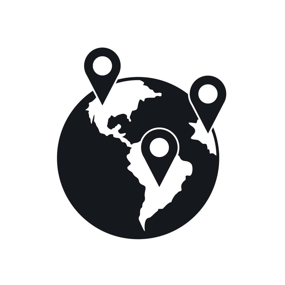 Globe and map pointers icon vector