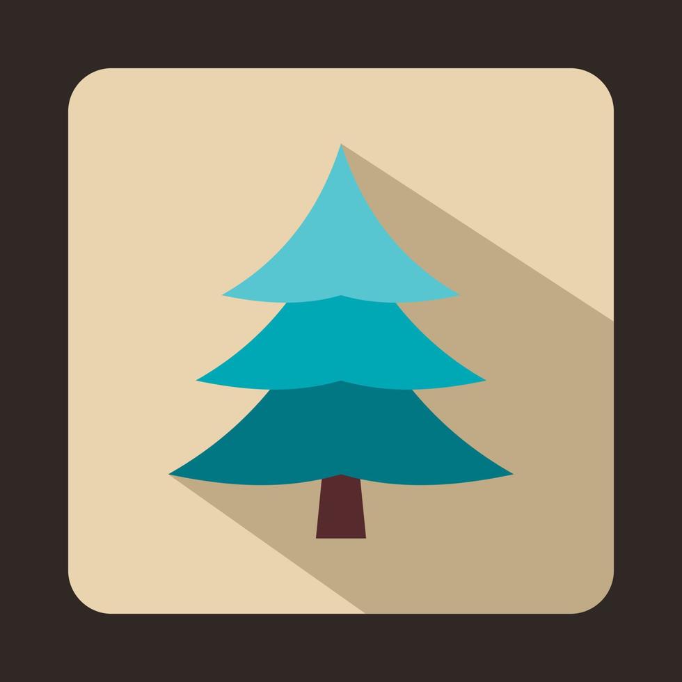 Fir tree covered with snow icon, flat style vector