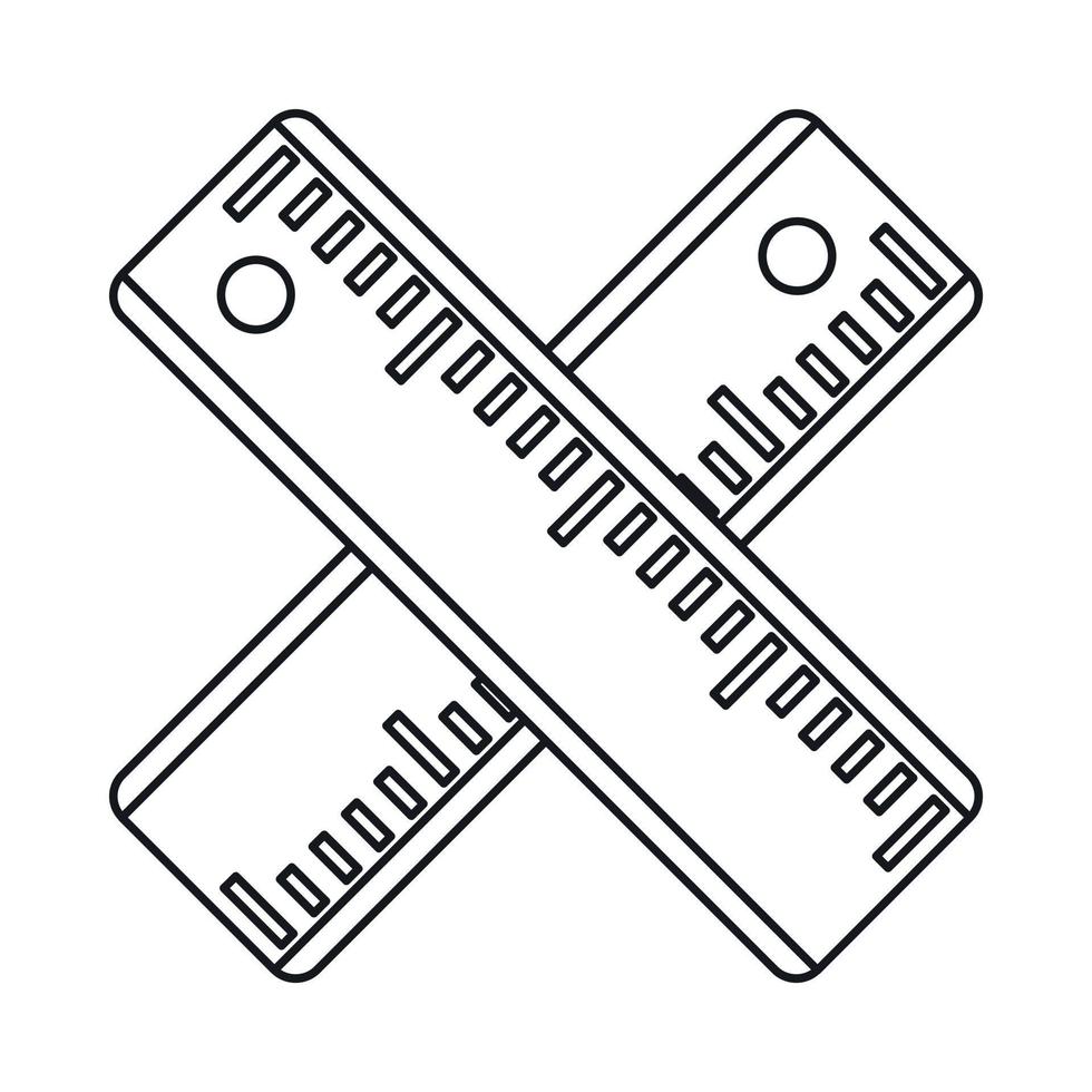 Two crossed rulers icon, outline style vector