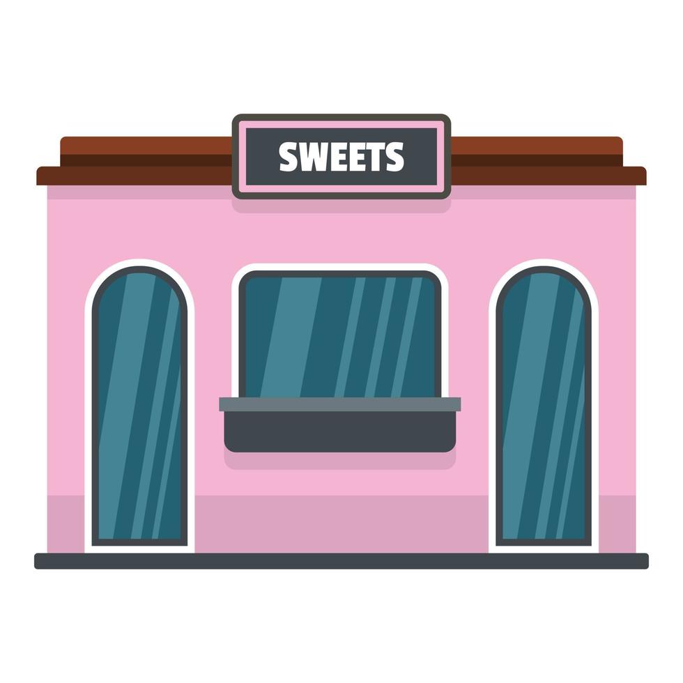 icono de tienda de dulces, estilo plano vector