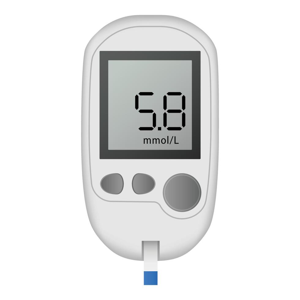 White glucose meter icon, realistic style vector