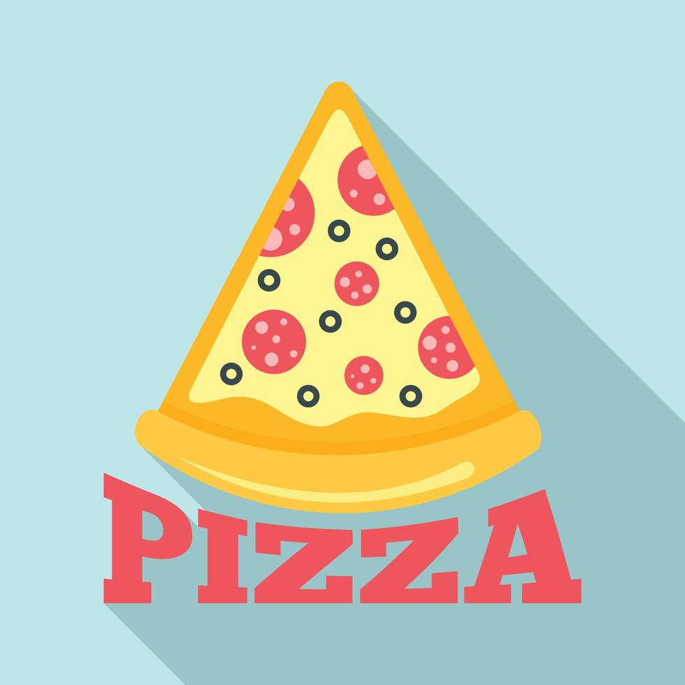 Pizza salami slice logo, flat style vector