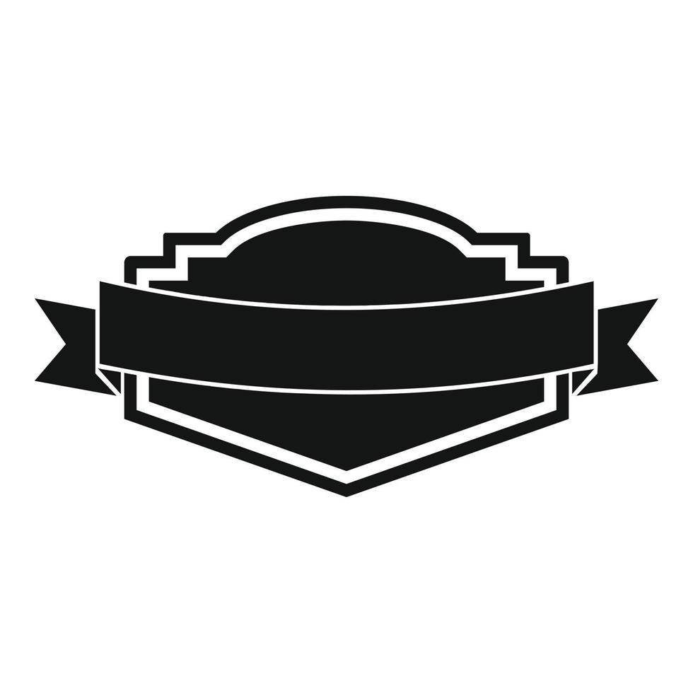 Badge label icon, simple black style vector