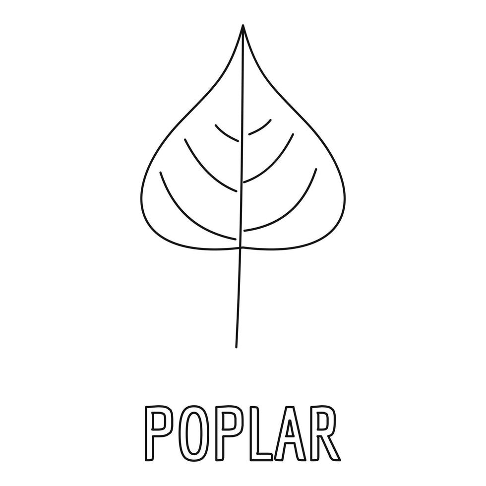 Poplar leaf icon, outline style. vector